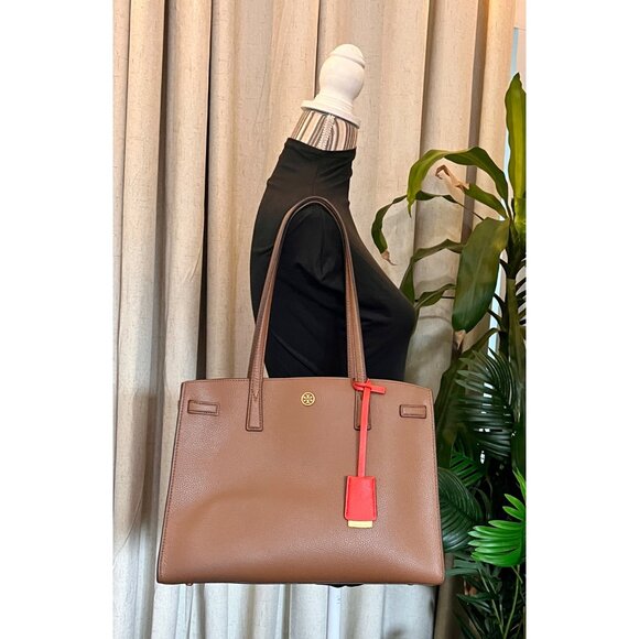 Tory Burch Brown Leather Large Walker Tote with Detachable Strap - Picture 10 of 13